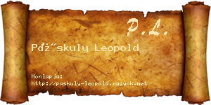 Páskuly Leopold névjegykártya